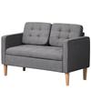 2-Seater Sofa, Couch with Storage, Wooden Legs, Padded Upholstered Sofa with Velvet Look for Living Room, Bedroom, 117 x 62 x 78 cm, Gray
