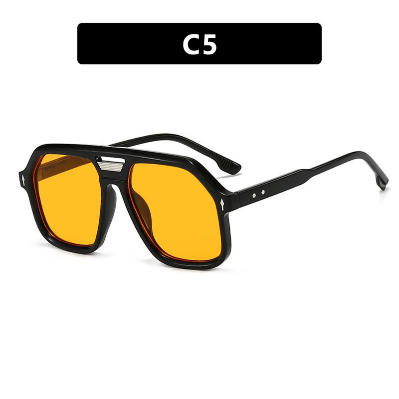 Classic Rivet Arrow Double Bridge Pilot Sunglasses Women For Men Vintage Sun Glasses Punk Popular Outdoor Driving Eyeglasses Uv