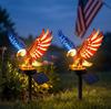 Solar Eagle Garden Stake Light: Resin Bald Eagle with American Flag Wings Warm LED Solar Powered 45 cm Outdoor Lawn Patio Decor Memorial Day Gift