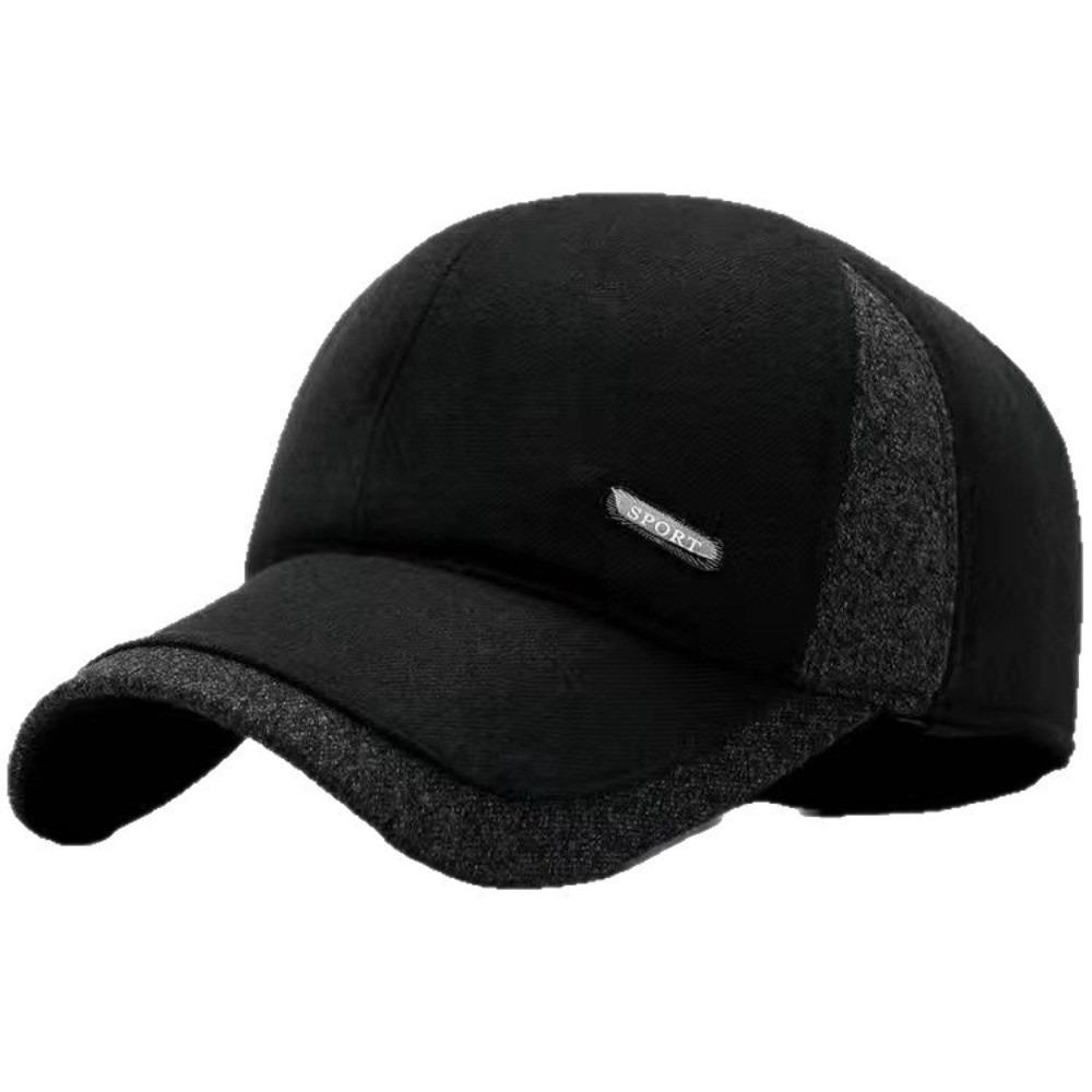 

Twill Cotton Men s Baseball Cap Snapback Ear Protection Hat Windproof Cotton Caps чорний