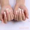 Elegant European French Long Nude Pink & White Summer Wearable Nails