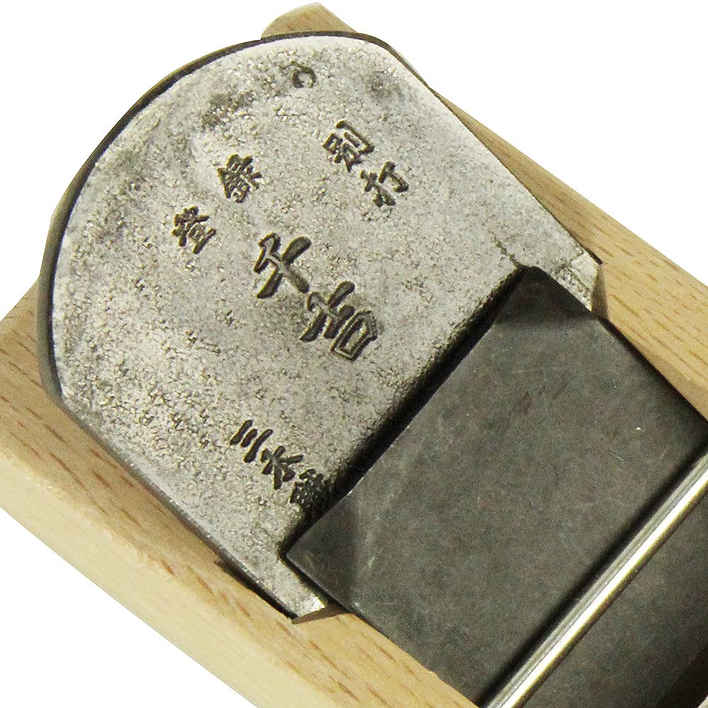 Senkichi Flat Plane with Wooden Base, 50mm Blade Width, for Wood Shaving and Finishing, Forged Steel, 6.6×24.1×6.5 cm