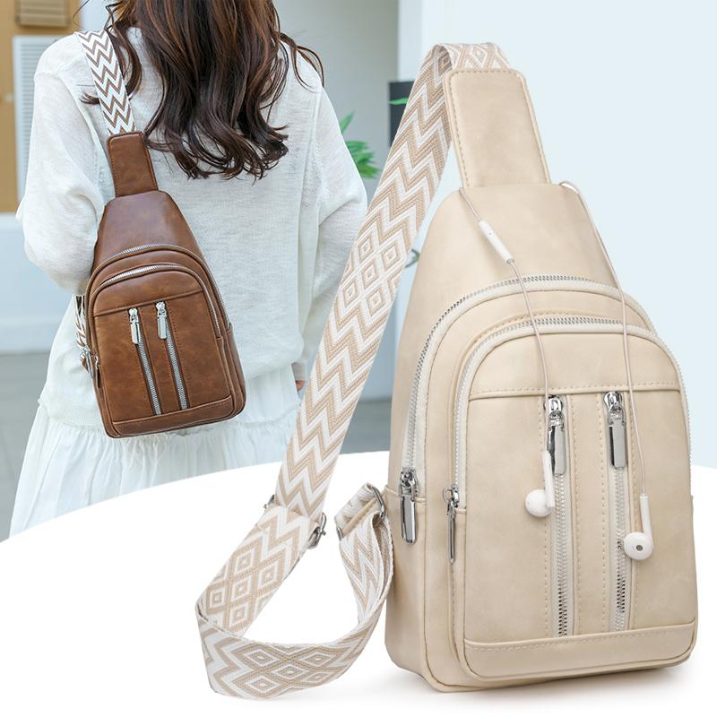 Soft Leather Chest Bag Women Crossbody Bag Large Capacity Shoulder Bag
