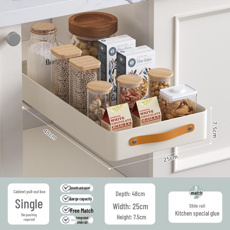 Multi-Functional Kitchen Pull-Out Storage Basket and Organizer Drawer