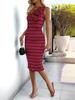 Romantic 3D Floral One-Shoulder Striped Bodycon Dress for Women
