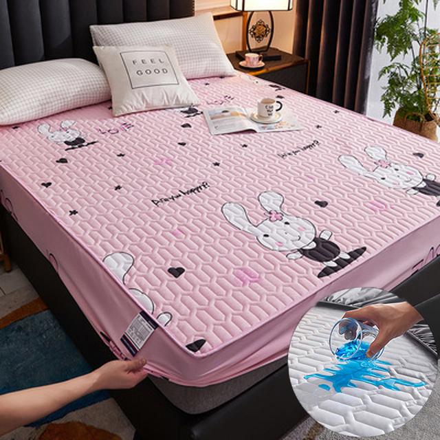 Waterproof Cartoon Quilted Fitted Sheet, Bedspread With Elastic Band, Non Slip Sheet, King Size Bed (without Pillow Case)