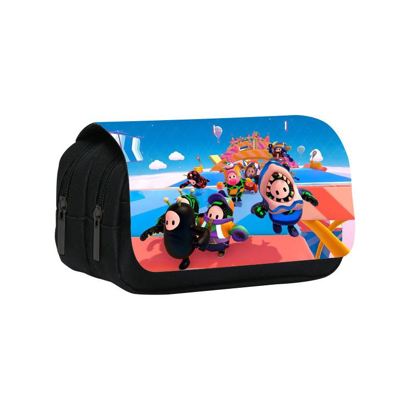 Fall Guys Pencil Case Double Layer Cartoon Stationery Bag For Students And Kids