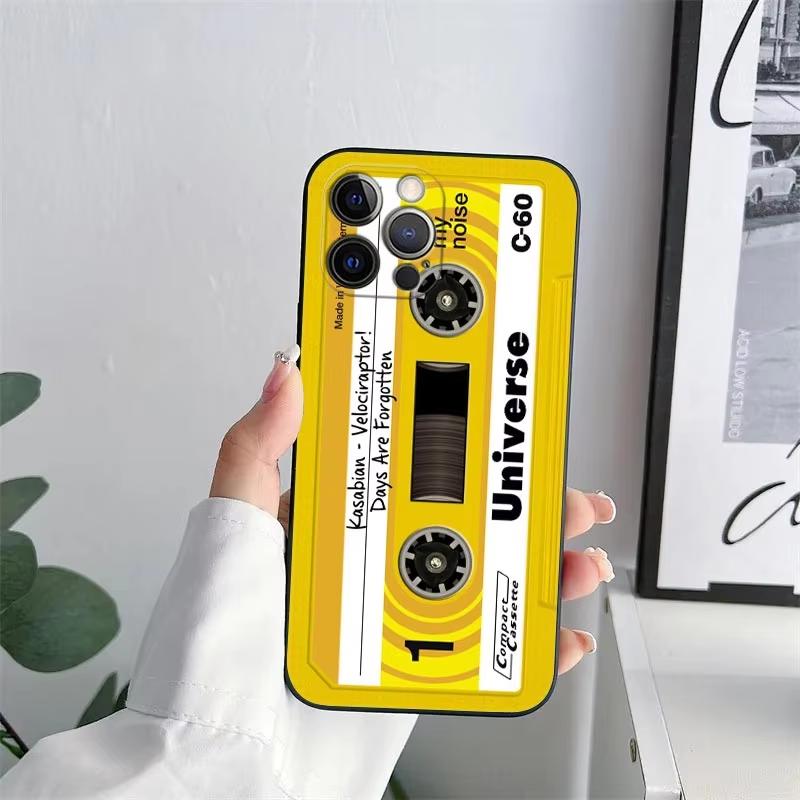 Vintage Music Tapes Cassette Phone Case for iPhone 11 15 Pro Max Case Coque 14 Plus 13 Pro 12 X XS XR 7 8 SE 2020 TPU Soft Cover