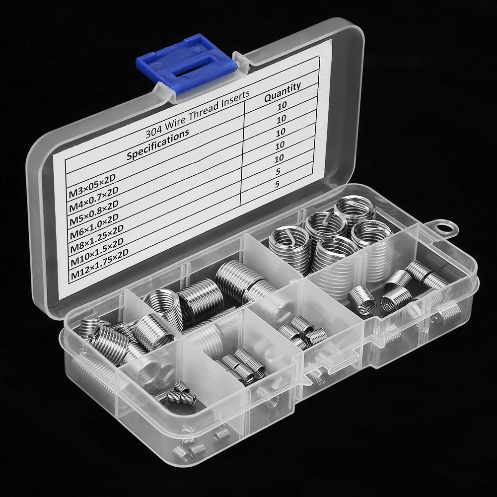 Threaded Inserts 60Pcs M3/4/5/6/8/10/12 Stainless Steel Coiled Wire Helical Screw Threaded Inserts Set for Aluminum,Magnesium Threaded Inserts 60Pcs M3/4/5/6/8/10/12 Stainless Steel Coiled Wire Helical Screw Threaded Inserts Set for Aluminum,Magnesium