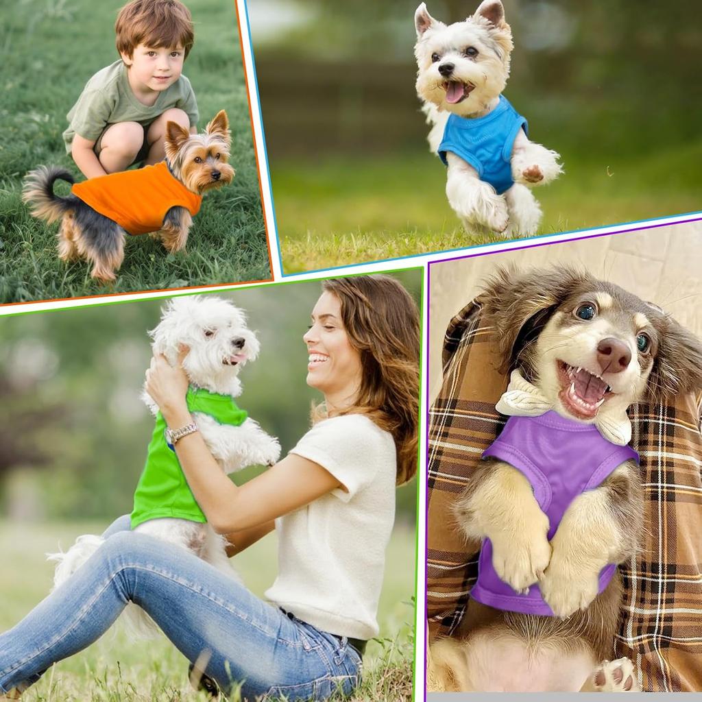 7 Pcs Small Dog Shirts,Solid Puppy Tanks Top,Lightweight and Breathable Pet Shirt for Summer,Doggy Sleeveless Vest T-Shirt for Small Dogs Cats,Size S