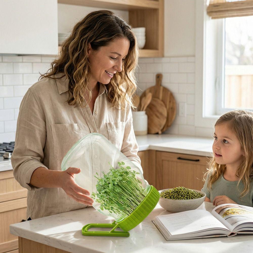 Plastic Mason Sprouting Lid With Bracket Efficient Bean Sprouting Kit Sprouting Tray Nursery Plate Growing Jar Lid Office