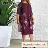 JPNTKY Women's Fashion Summer Spring O-Neck 2/1 Sleeves Casual Dresses