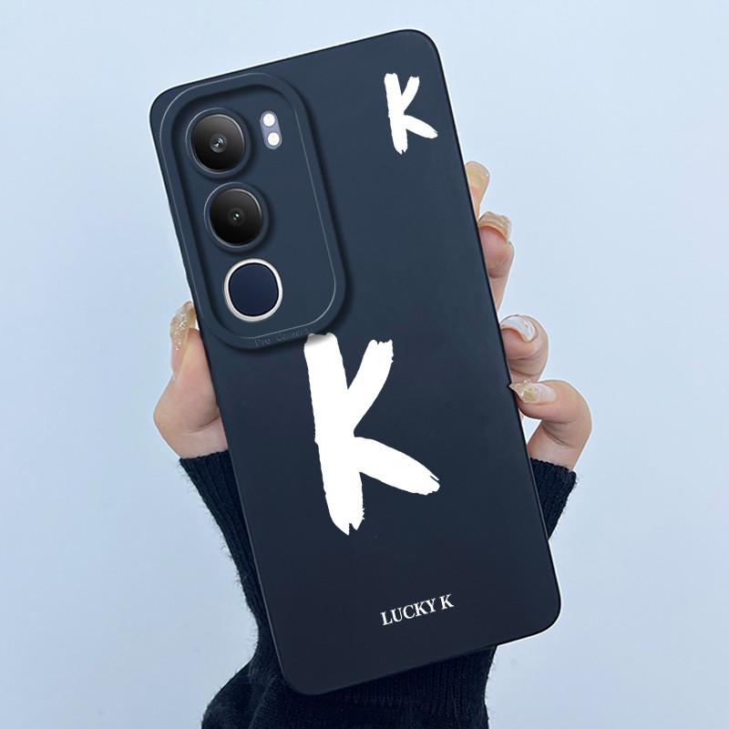 For Vivo Y19s V2149 Cover Case Lucky Initial Letter Couple Silicone Soft Matte Phone Bumper for Vivo Y19s 4G Y29 5G Casing