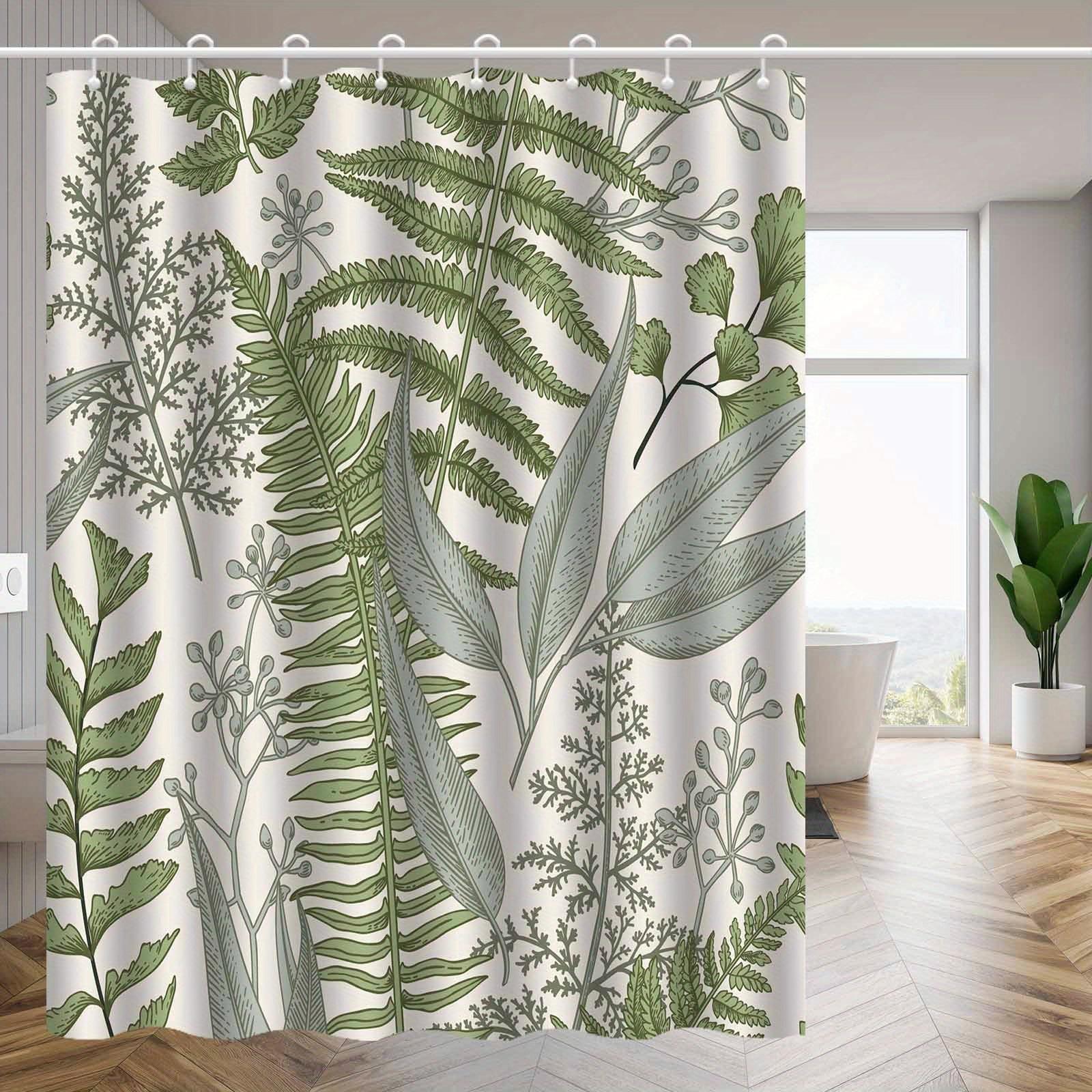 Скандинавская штора с зелеными растениями, белый фон, моющаяся, художественный дизайн, крючки W90xH180cm
