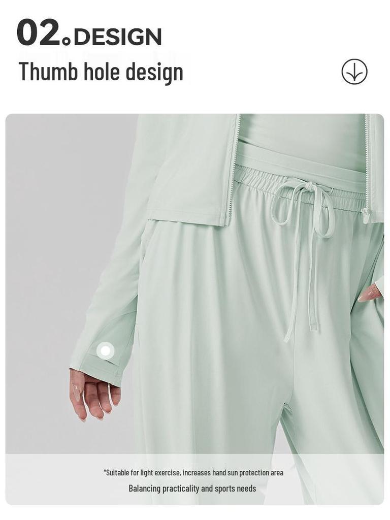 Women's Three-Piece Yoga Suit: Casual Pilates Fitness Set with Sun Protection