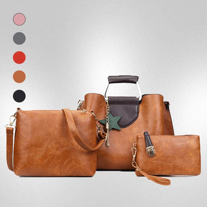 New street trend contrasting colors large capacity horizontal square PU shoulder crossbody portable mother and child bag