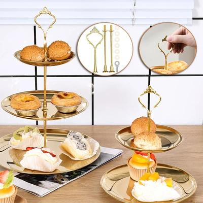 Mehrschichtiger Kuchenständer aus Edelstahl Cupcake-Halter Dessert-Frucht-Snack-Tablett Hochzeits-Geburtstags-Babyparty-Partydeko