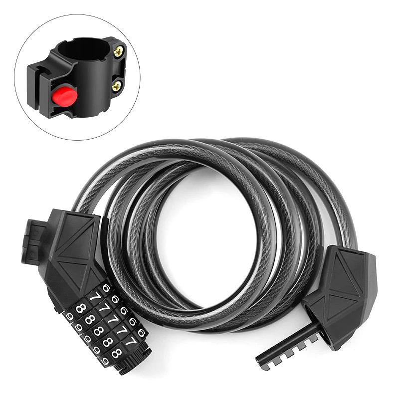 BG-4119 1.1m Bicycle Steel Cable Security Lock 5 Digit Password Anti-theft Bike Lock