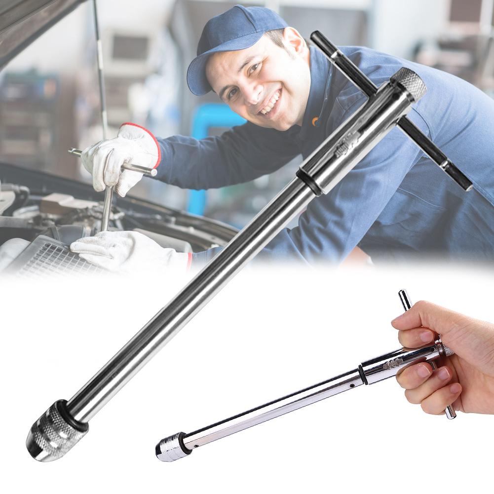 Adjustable T-Handle Ratchet Tap Wrench Reamer Hand Manual Holder Wrench M3-M8 M5-M12 Metric Tap Wrench T-Tap Ratchet Wrench