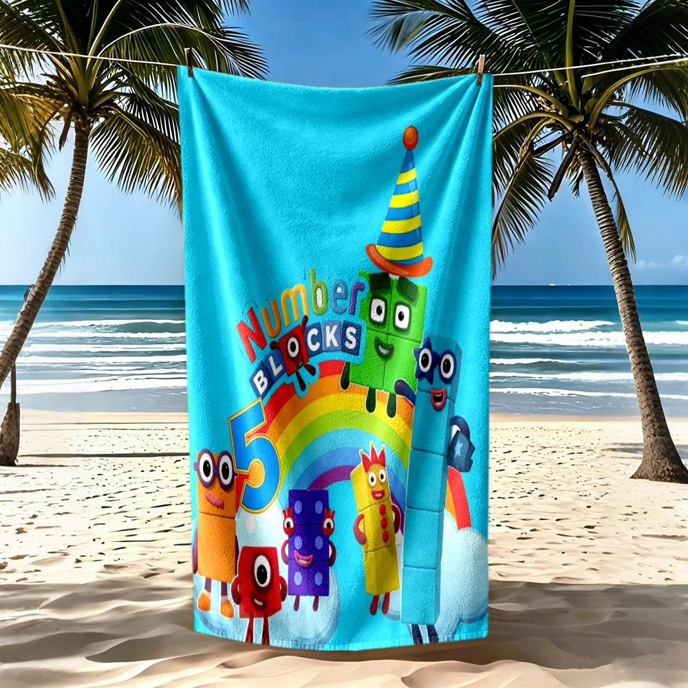 Numberblocks Beach Towel Super Soft Microfiber Quickdry Fabric Comfortable Lightweight Suitable For Swimming Gym Camping Yoga Vacation