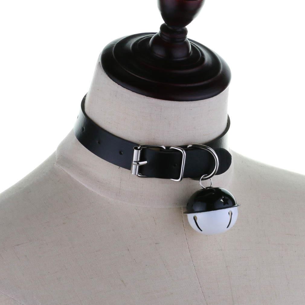 Cosplay Bondage Choker Bell Collar For Women Girls Necklace Metal Leather Chocker Goth Anime Role play Gift Jewelry Accessories