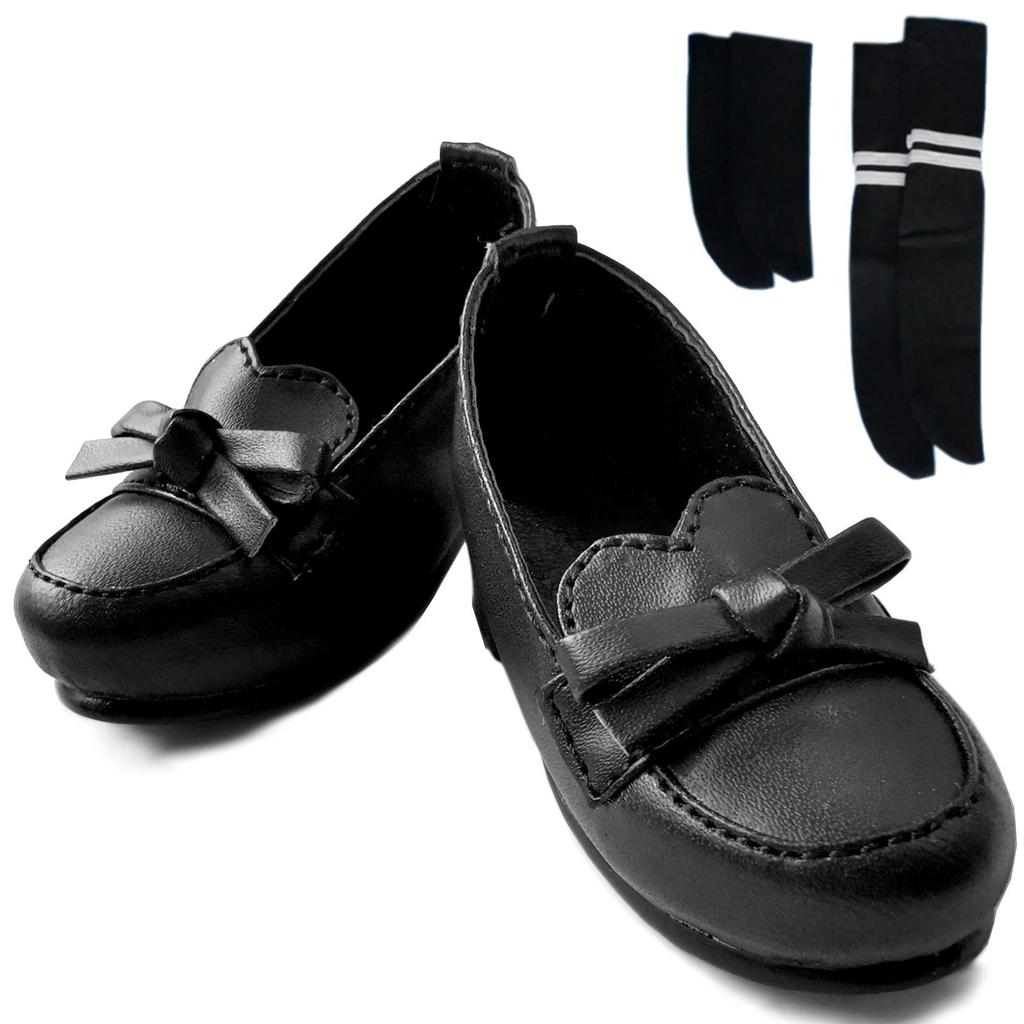 GeekDwarf Doll and Sailor JK School Student Figure Outfit [3-Piece Set] 1/3 Shoes, Loafers, Socks, Suit, Uniform, (Shoe A, Black)