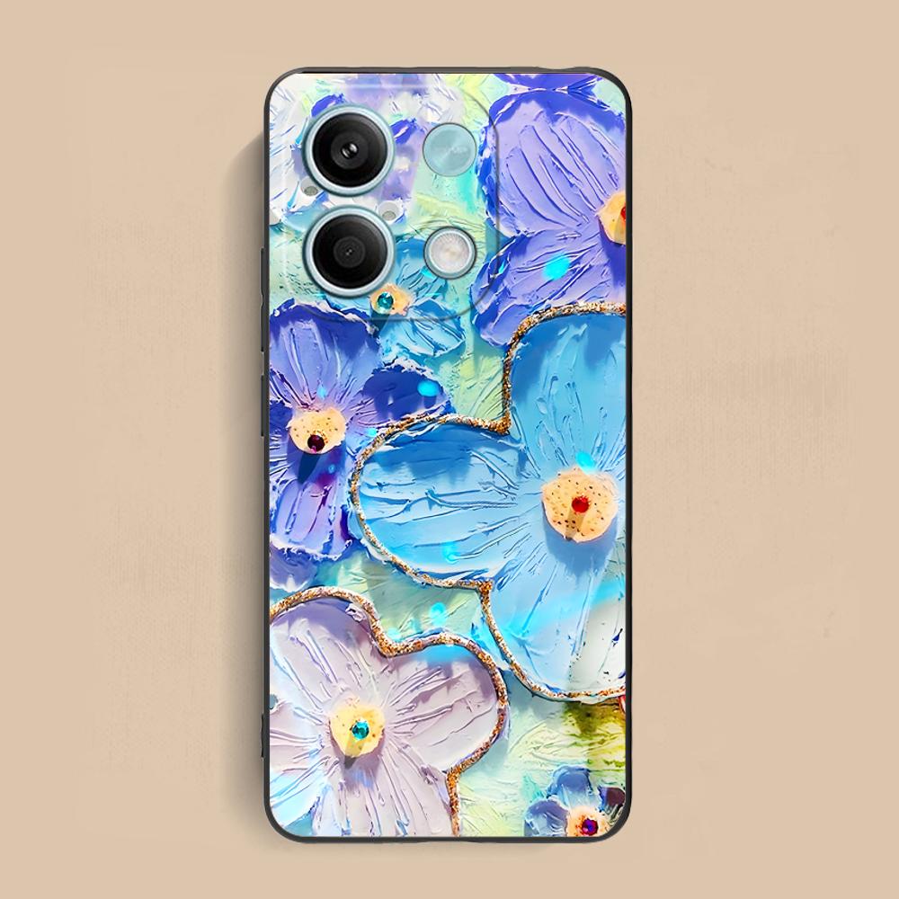 Oil Painting Flower Phone Case for Xiaomi Redmi Note 14 13 12 11 A5 3 2 1 Pro Plus 4G 5G Colour Printing Protective Cover Luxury