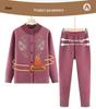 Women's Winter Fleece-Lined Cardigan and Sweater Set for Elderly