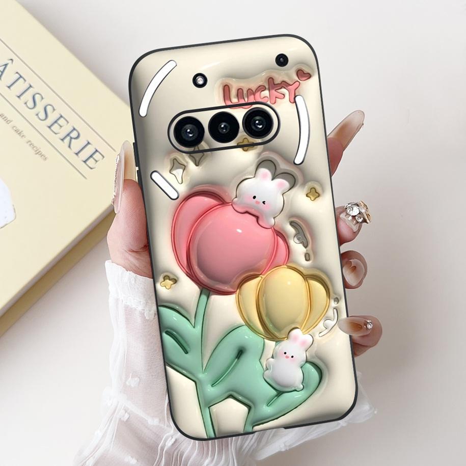 For Nothing Phone 3A Case A059 Cover Fashion Flower Soft Silicone Black Shockproof Cover On Nothing Phone3A 3 A 3APro A059P Capa