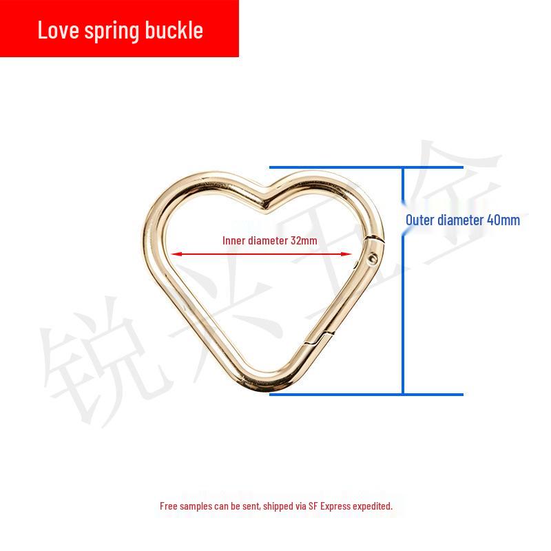 Heart-Shaped Zinc Alloy Spring Buckle Keychain for DIY Jewelry & Bags