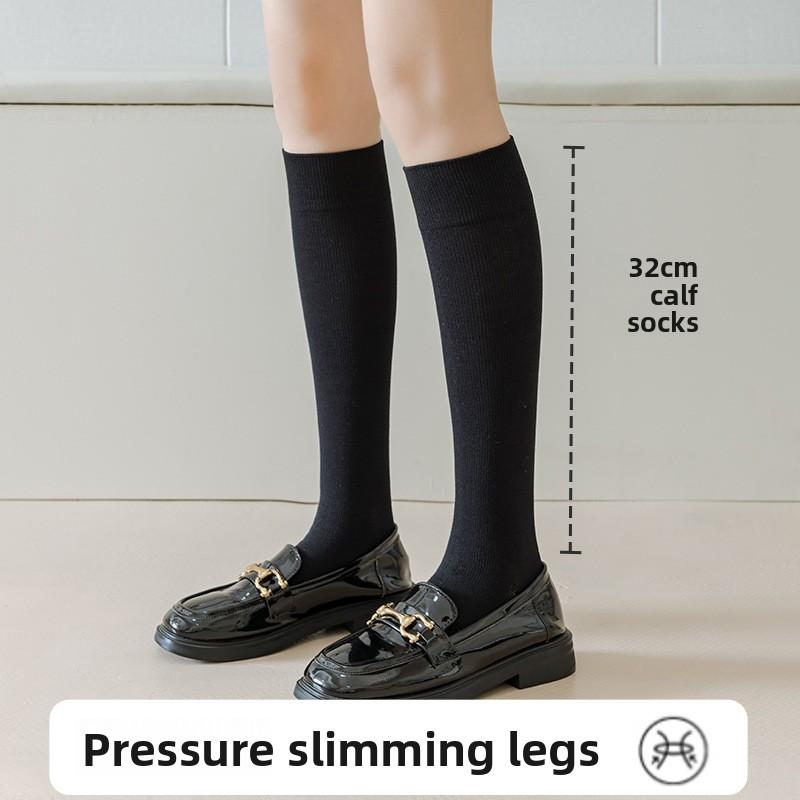 Pressure Long Leggings for Women - Strong Leg Slimming and Over-Knee Compression Stockings - Winter Autumn Women's Black Cotton Stockings