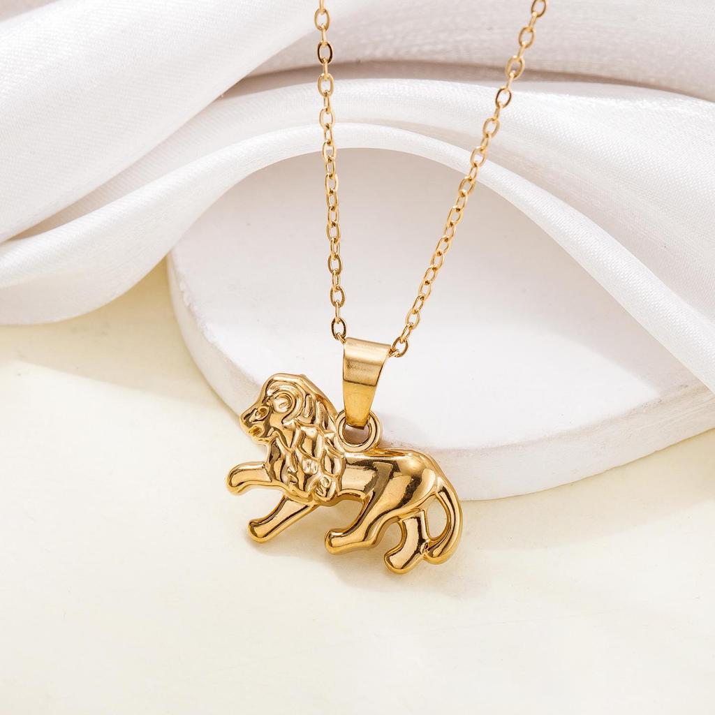 Stainless Steel Colorfast Animal Pendant Necklace - Fox, Deer, Lion, Leopard Design for Women, Trendy and High-End Feel