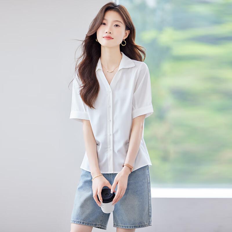 Teluoman Women s V-Neck Short Sleeve Blouse M