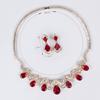 Set Collana e Orecchini Rosso Lacrima Lusso Gioielleria Fine Donna Abito Sposa Vacanza Regalo Festa Matrimonio Ballo Accessori M-376