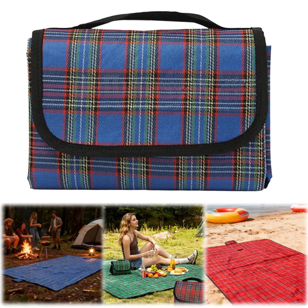 Large 150x180cm Sandproof & Waterproof Picnic Blanket for Beach, Camping, Hiking – Blue