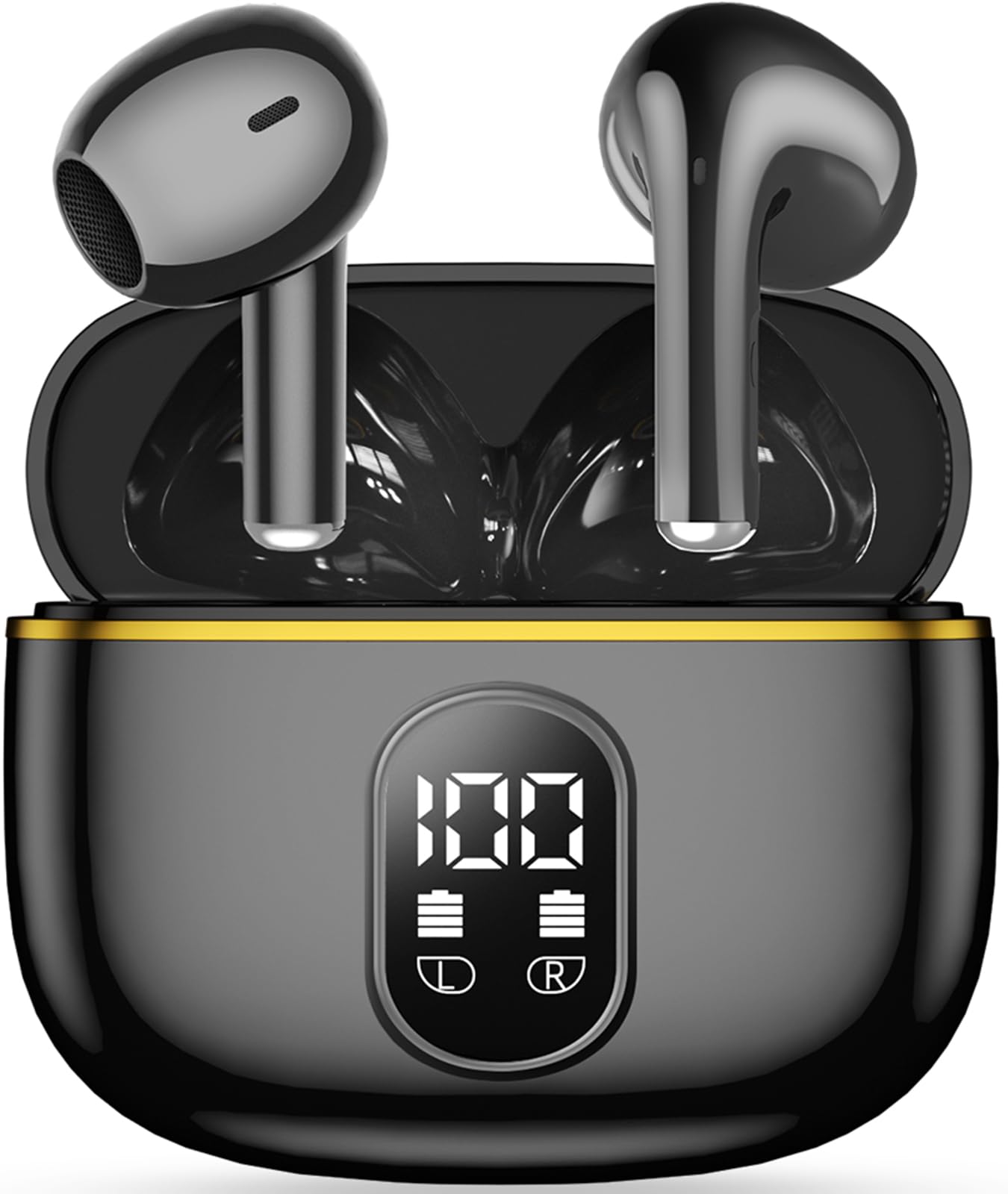 

YJJC Bluetooth Wireless Instant Fast Compact and with LED Perfect for Web and Compatible with iPhone and Android Earbuds, Connection, Hi-Fi, Type-C чорний