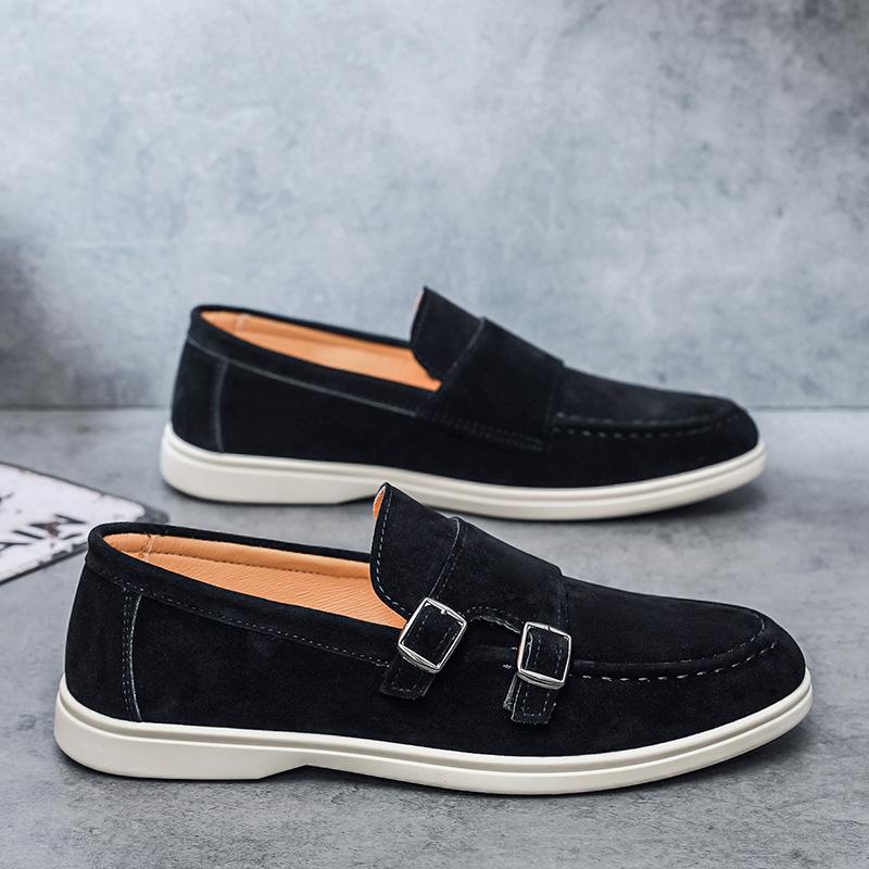 Men's Casual Shoes Suede Loafers Fashion Slip on Leather Shoes Soft Solid Dress Shoes Wedding Flats Business Men Shoe