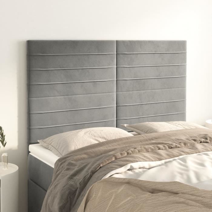 VidaXL Headboards 4 Pcs Light Grey 72x5x78-88 Cm Velvet3116520