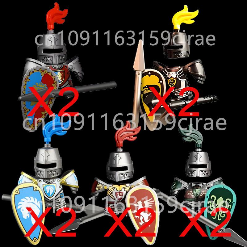 Kompatybilne MOC Średniowieczne Klocki Budowlane Postacie Żołnierze Smoczy Rycerze Czarny Lew Orzeł Zabawka Prezent Klocki Rolnik Żołnierz X048