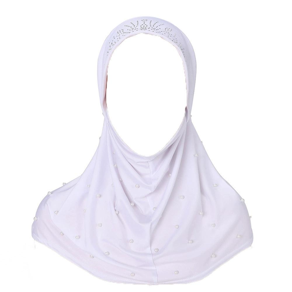 Women Pearl Decorated Hijab Scarf Shimmer Edge Shawl Women Soft Premium Jersey Hijab Turban Islam Solid Color Headscarf