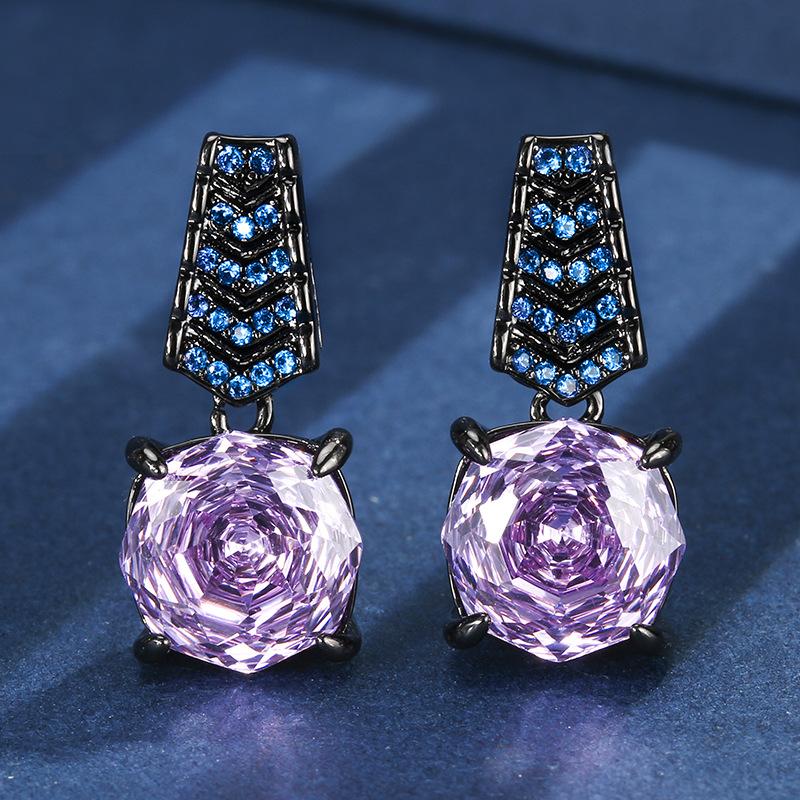 

Ювелірні вироби Мідна основа Позолота Роланд Темперамент Легка розкіш Набір Головний камінь 14-12 мм