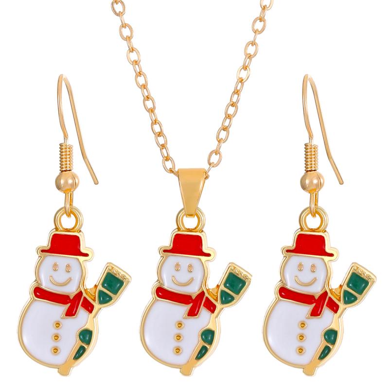 New Christmas Necklace Earrings Set With Santa Reindeer Tree Snowman Socks Designs Festive Ornaments