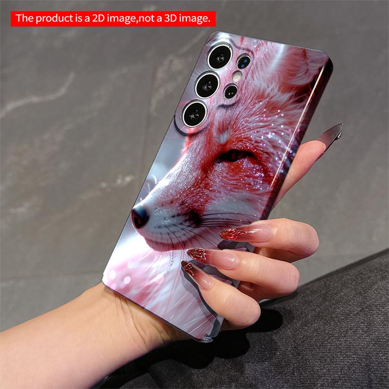 2DFlat Samsung phone case Pink Fox with Glittering Fur Close-up Applicable to Galaxy S22 S23 S24 S25ULTRA S26 A12 A13 A14 A15 A16