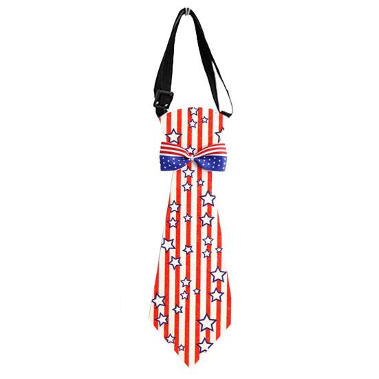 

Patriotic Bow Tie for Independence Day 2026 Adjustable Neck Strap Felt Fabric Knot-free Tie F