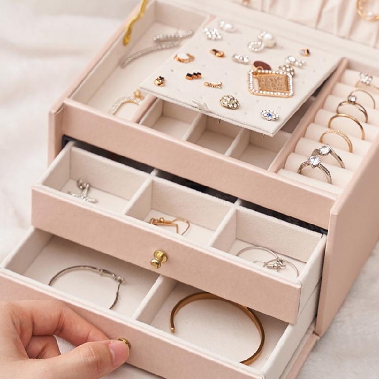 3 Layer Portable Travel Jewelry for case Jewelry Storage Box Organizer with Lock