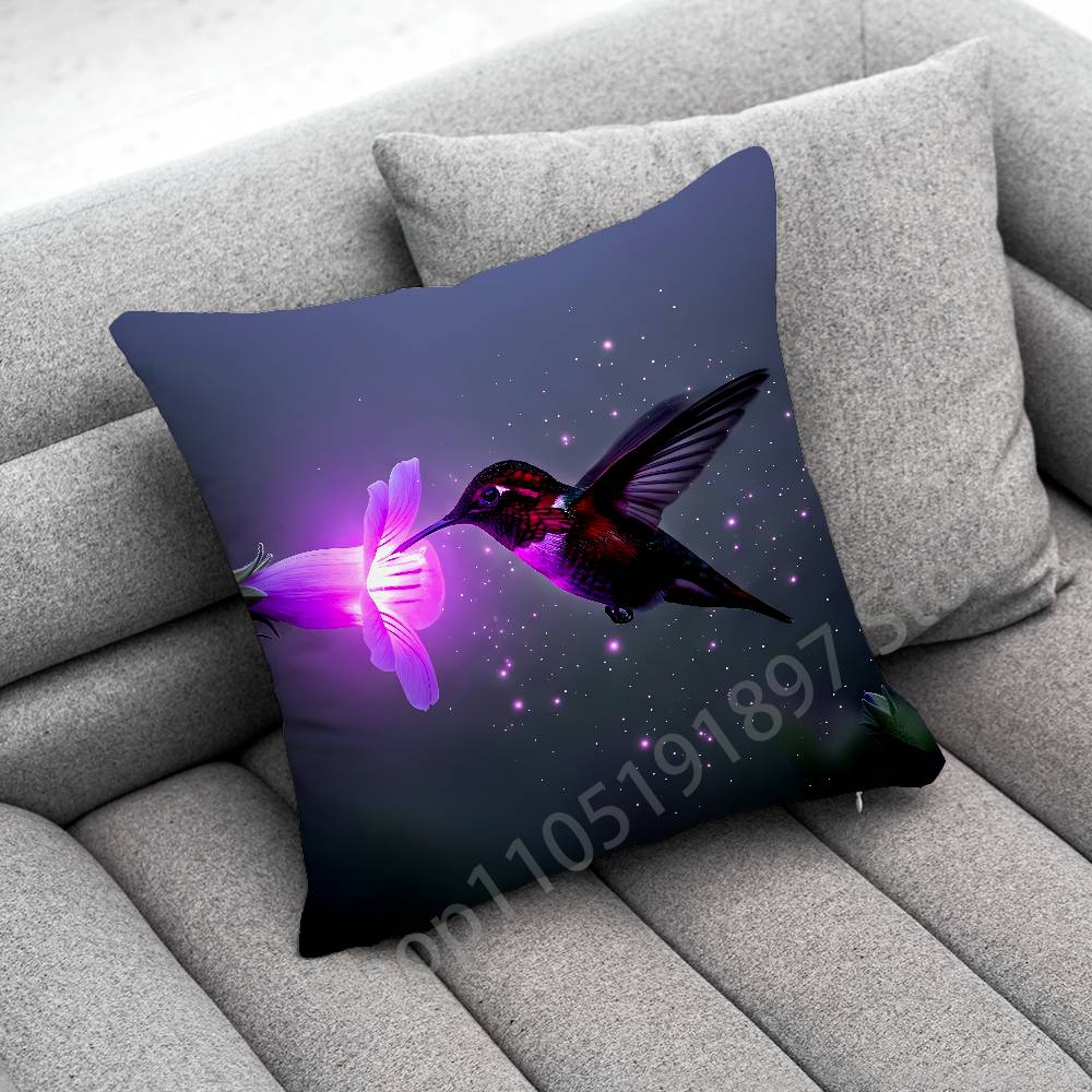 Colorful Bird Hummingbird Throw Pillow Case For 50x50cm 30x30cm 55x55cm 45x45cm 40x40cm Square Bed Pillowcase Cover