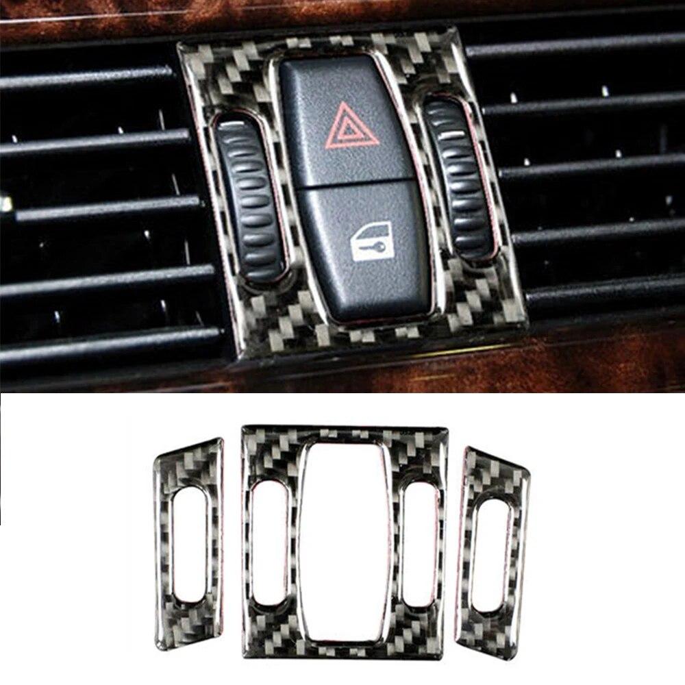 3 sztuk z włókna węglowego przedni klimatyzator samochodowy rama wylotowa pokrywa osłonowa naklejki dla BMW E60 serii 5 2005-10 akcesoria do tuningu samochodów