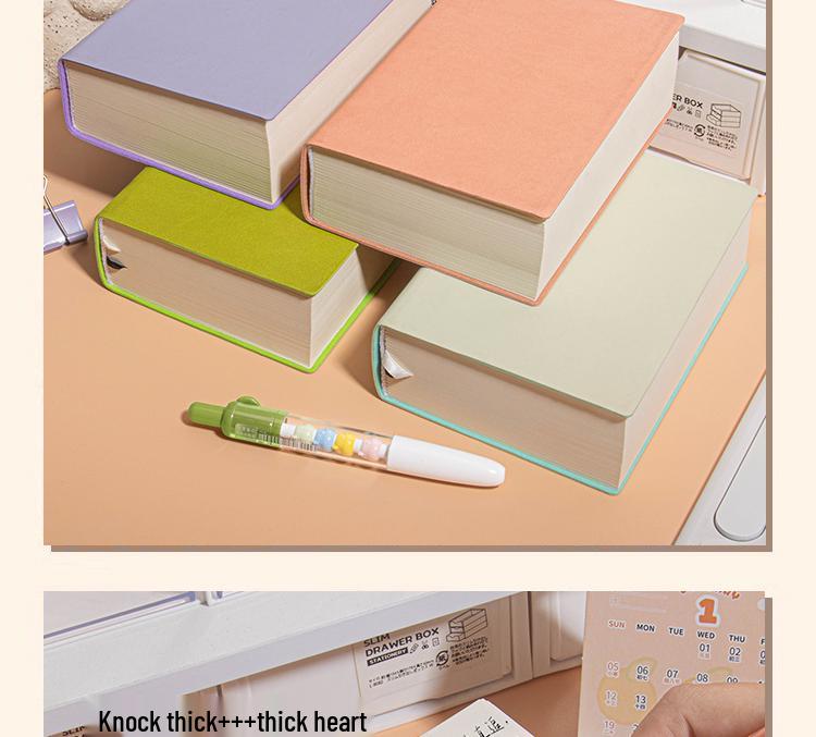 Extra Thick A6 Grid Notebook: Xiaohongshu Style, Ideal for Students & Office Use