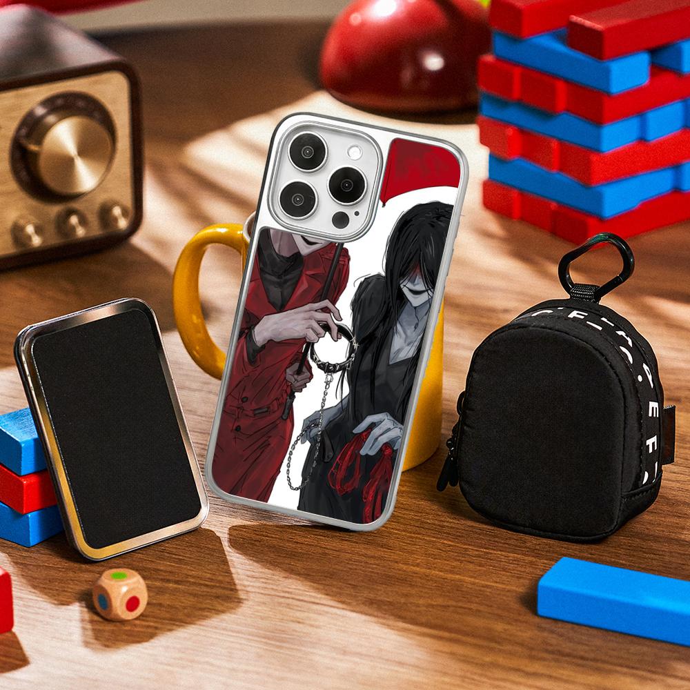 Scarletella Homicipher Y2k Game Man Phone Case for iPhone 16 15 14 13 12 11 Pro Max Sheepskin Silver-edged Protective Case