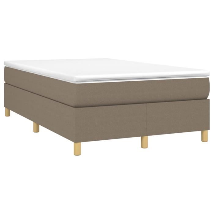 3144510 vidaXL Lit à sommier tapissier avec matelas Taupe 120x200 cm Tissu